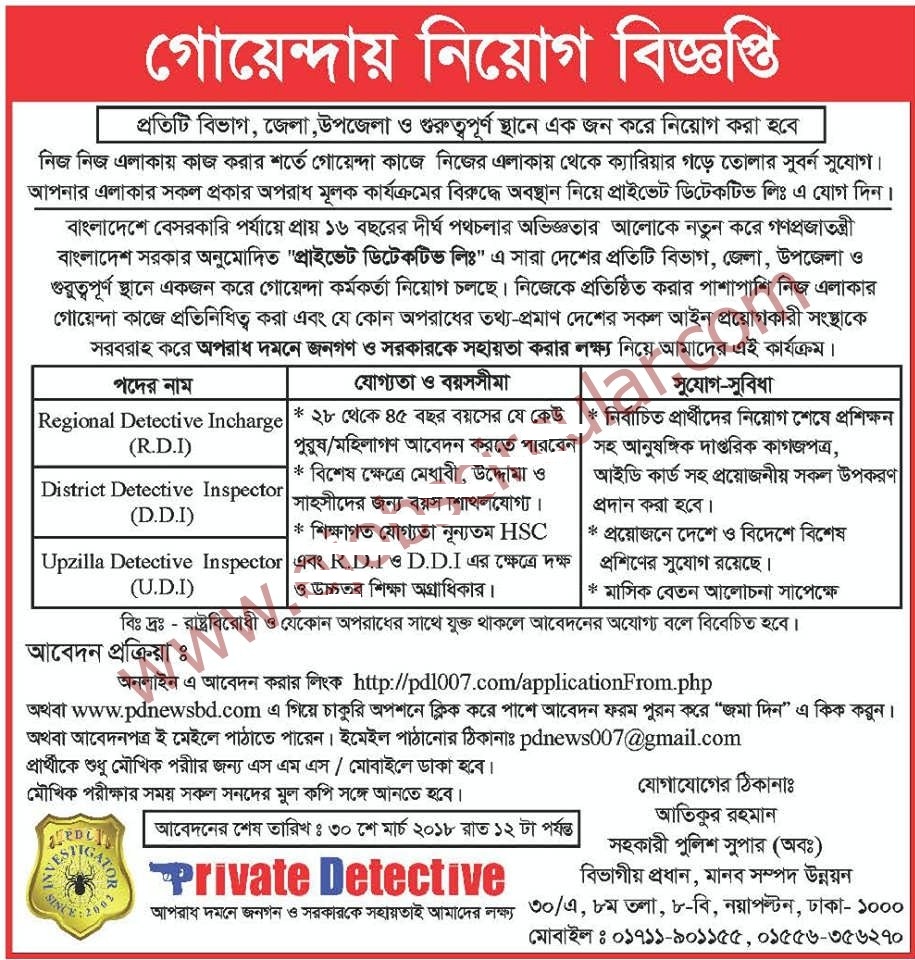 Directorate Of Customs Intelligence And Investigation Cid Job Circular 2018