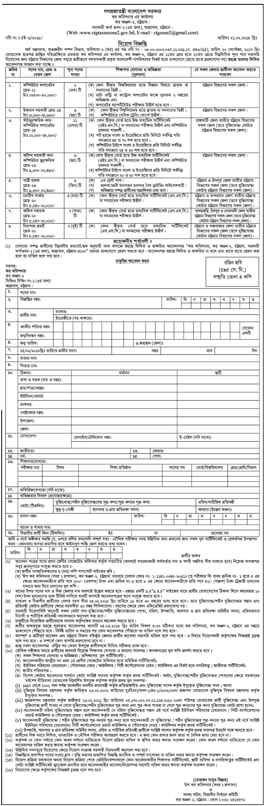 Tax Commissioners Office Jobs Circular in 2018