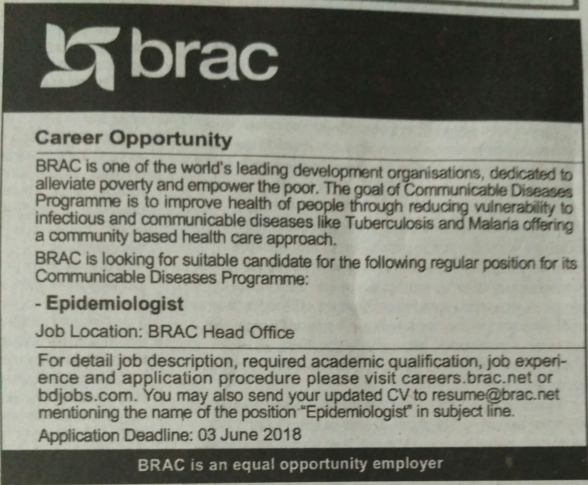 Brac Job Circular 2018