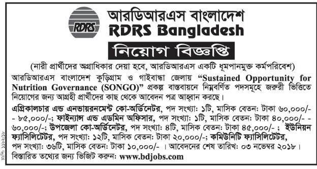 RDRS Job Circular 2018