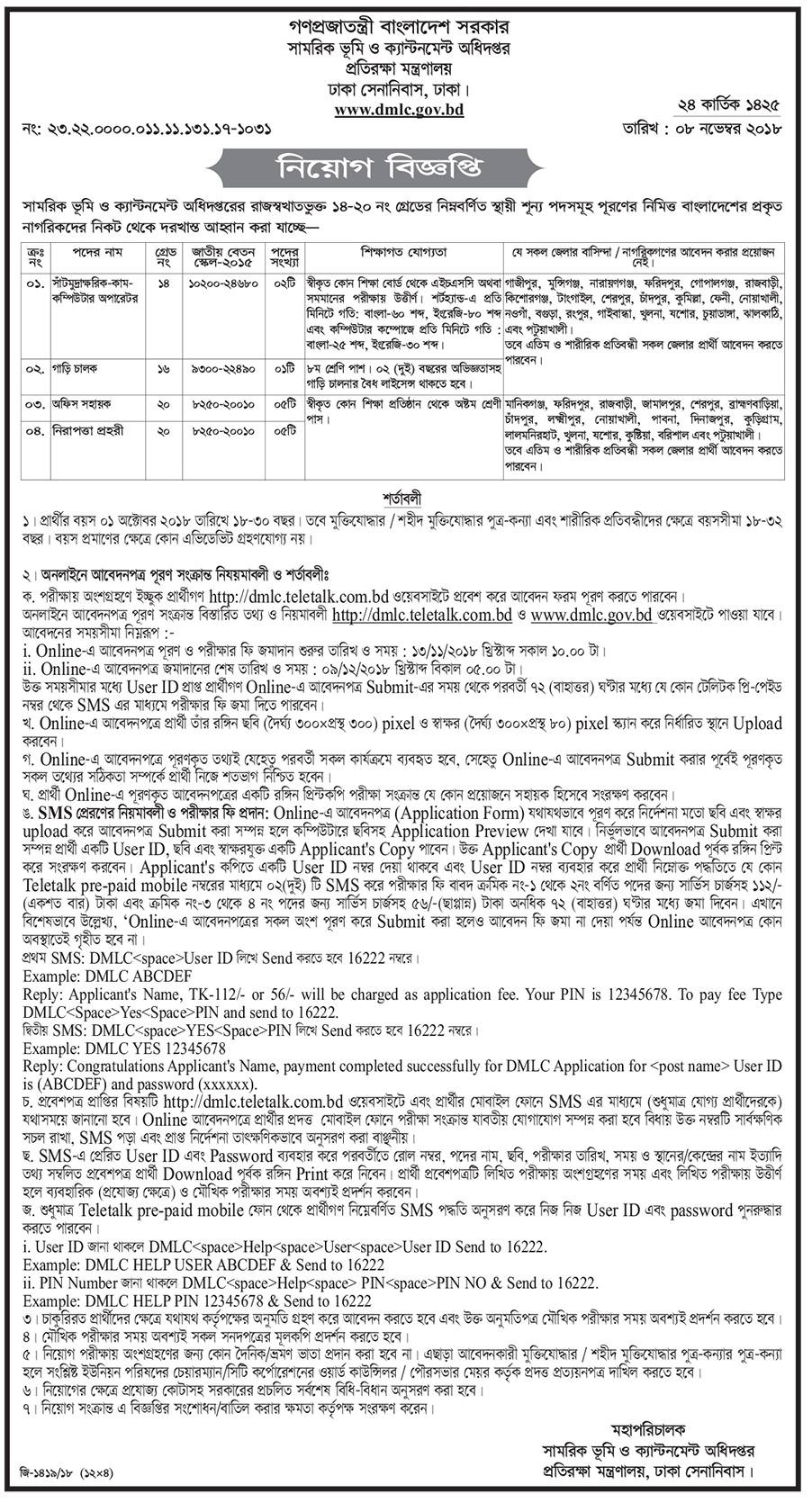 Ministry of Defence Job Circular 2018