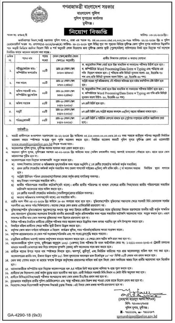 Bangladesh Police Job Circular 2019