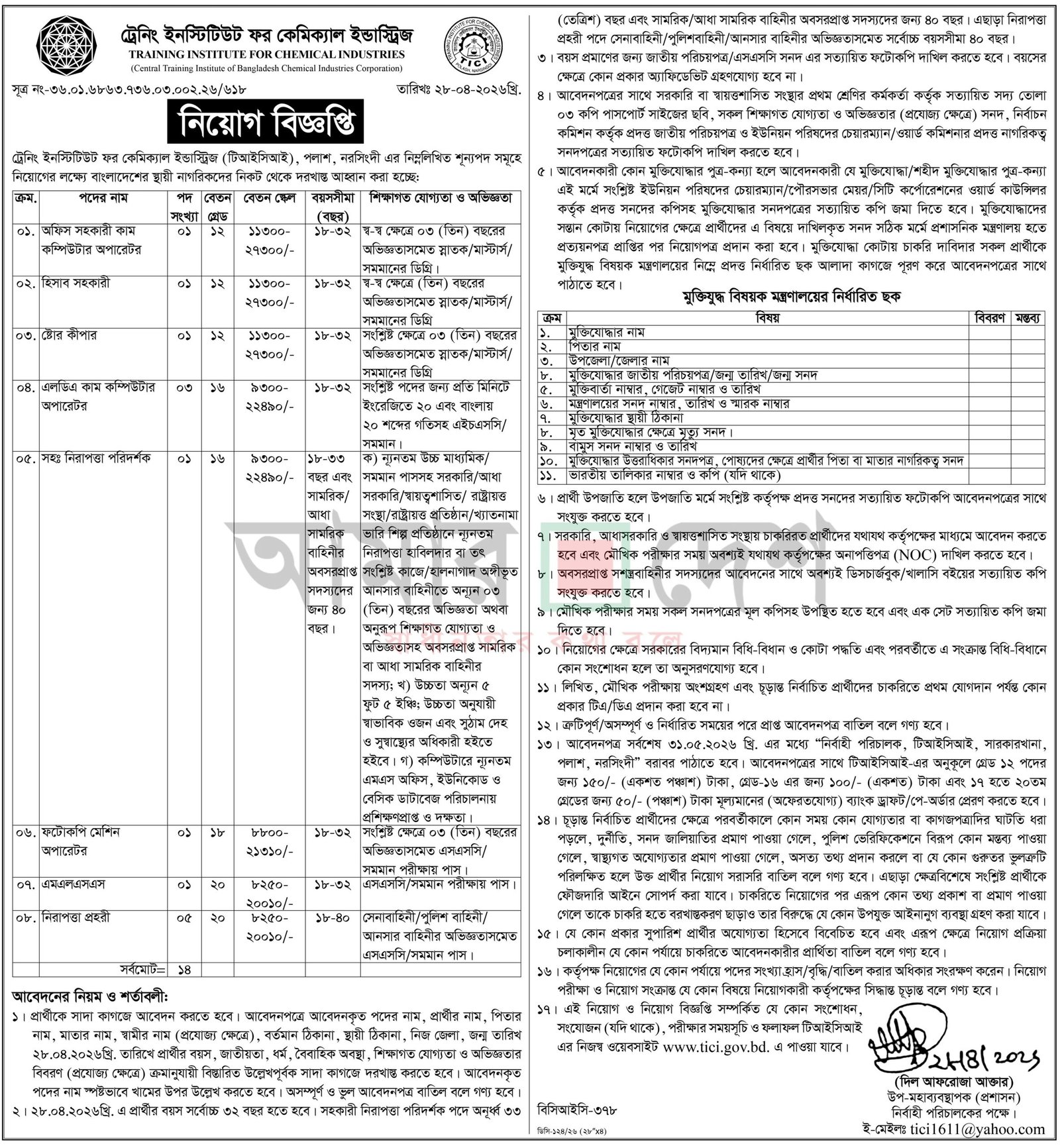 TICI Job Circular 2026