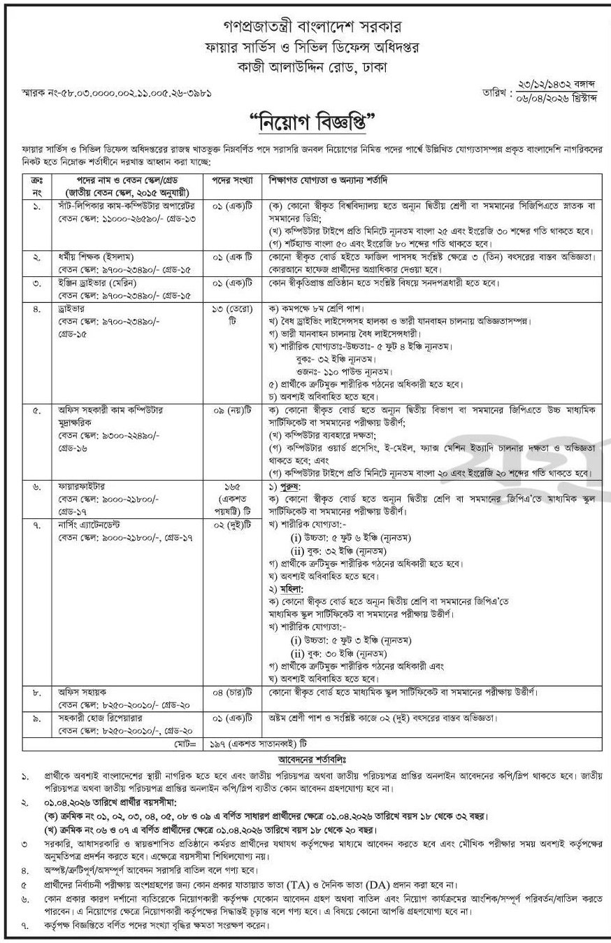 Fire Service Job Circular 2026