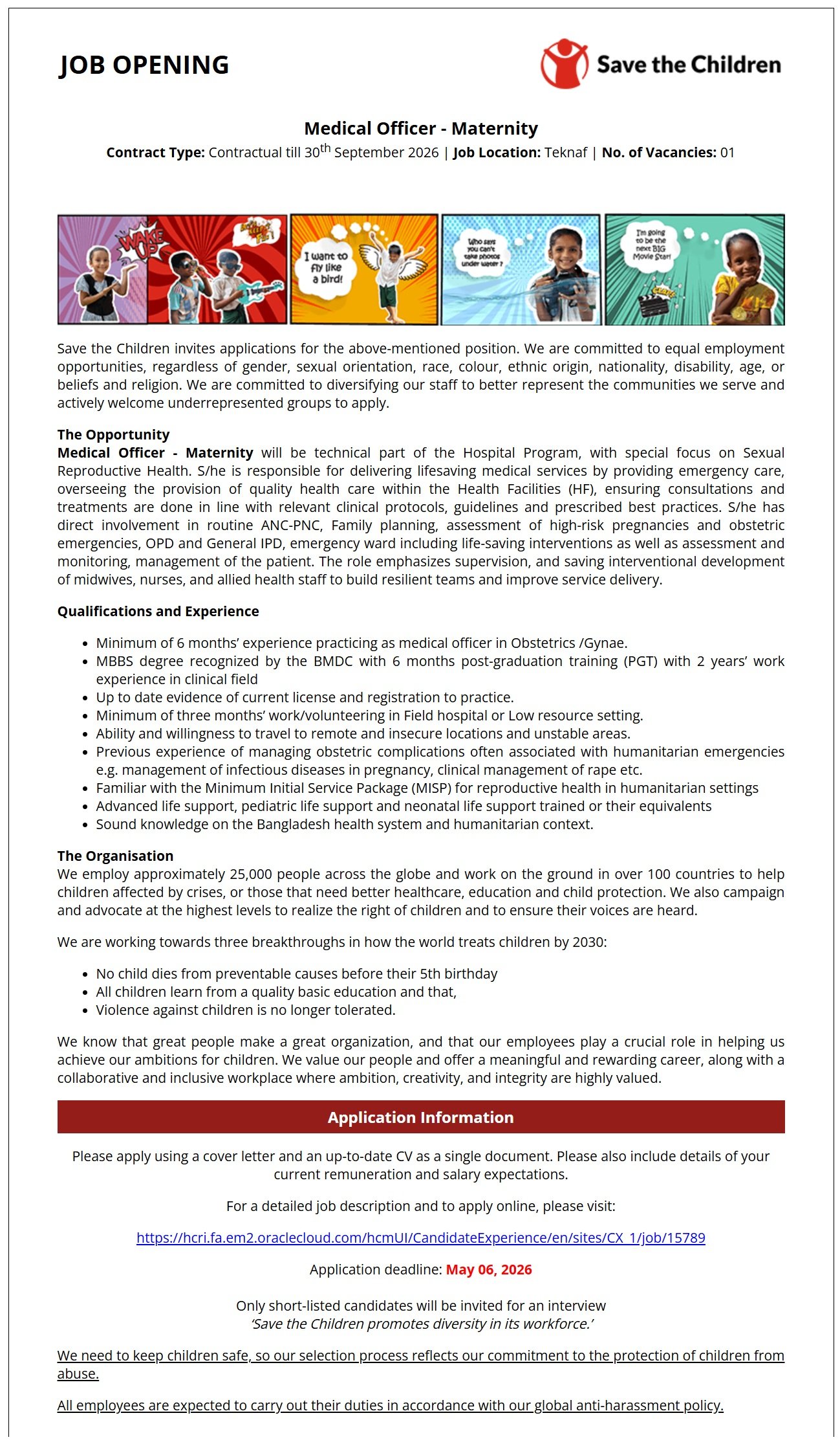 Save the Children Job Circular 2026