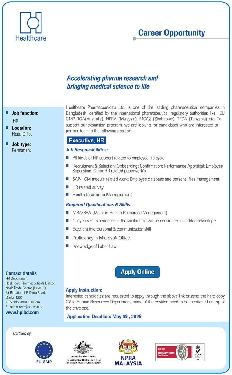 Healthcare Pharmaceuticals Limited Job Circular 2026